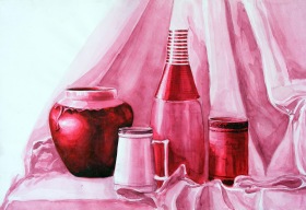 monochromatic 'water colors' from http://ratheearts.blogspot.co.uk/2012/07/still-life-study.html